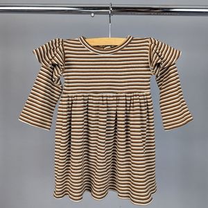 Kate Quinn Organic Cotton Blend Striped Dress Ruffle Sleeve Girls Sz 18-24 Month